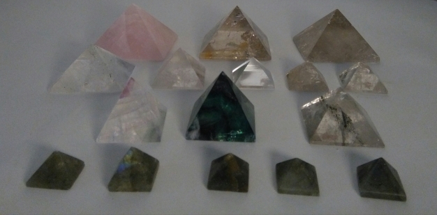 Pyramids Fluorite, Labbradorite, Malachite, Quartz $25-185